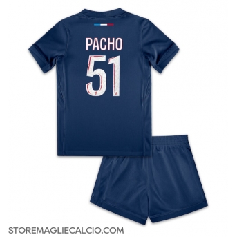 Paris Saint-Germain Willian Pacho #51 Maglia Gara Casa Repliche 2024-25 Bambino Maniche Corte